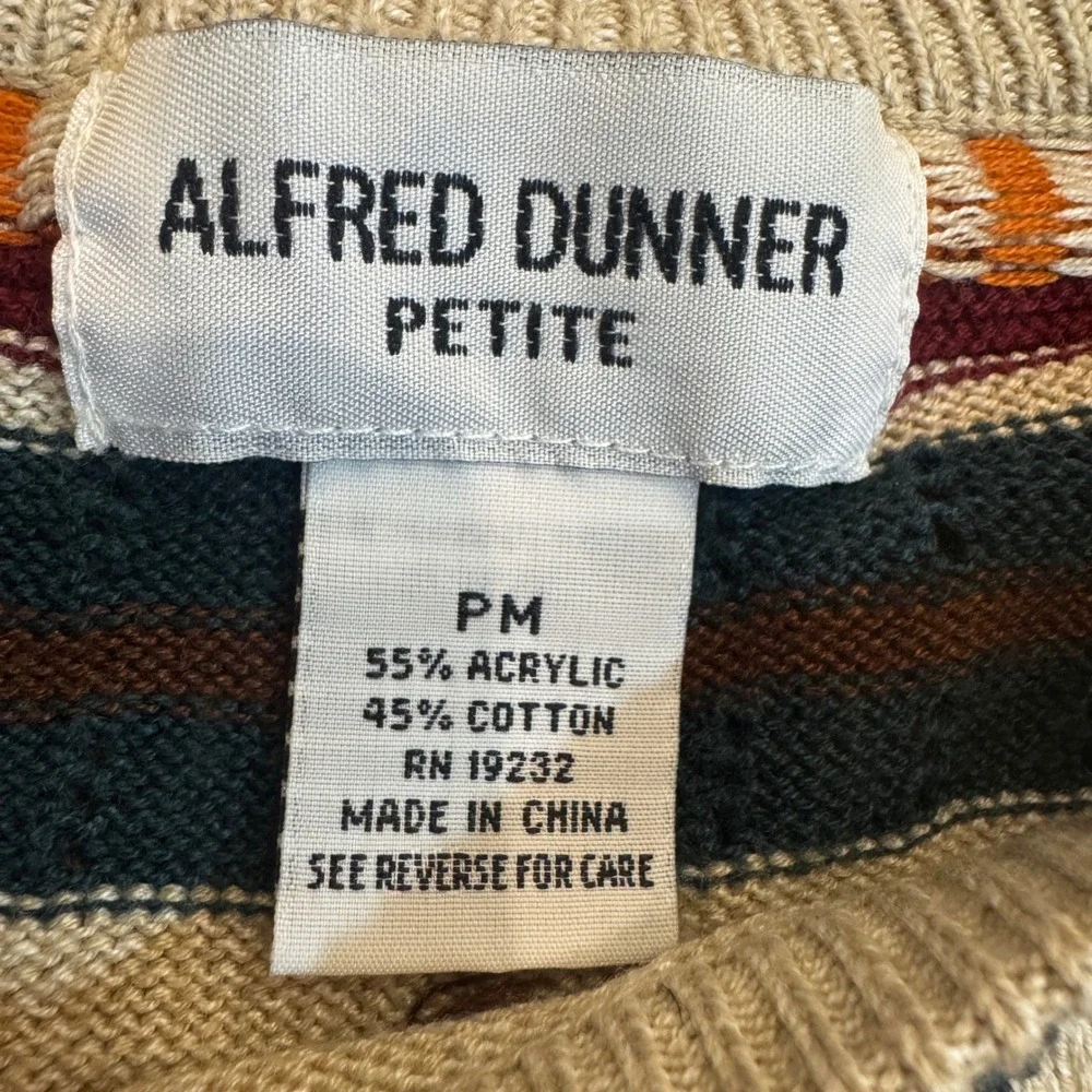 Alfred Dunner Petite‎ Sweater PM Fall Colors Leaves Stripes Knit Womenswear